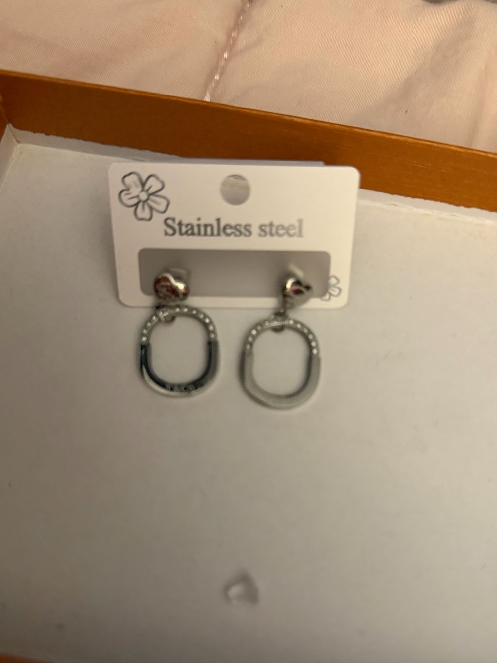 Stainless Steel Silver Open Oval Drop Earrings, post, fashion jewelry